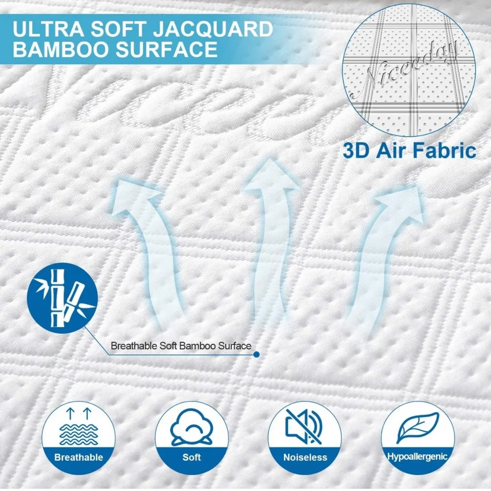 TWIN XL Size Cooling Bamboo Mattress Protector, Ultra Soft 3D